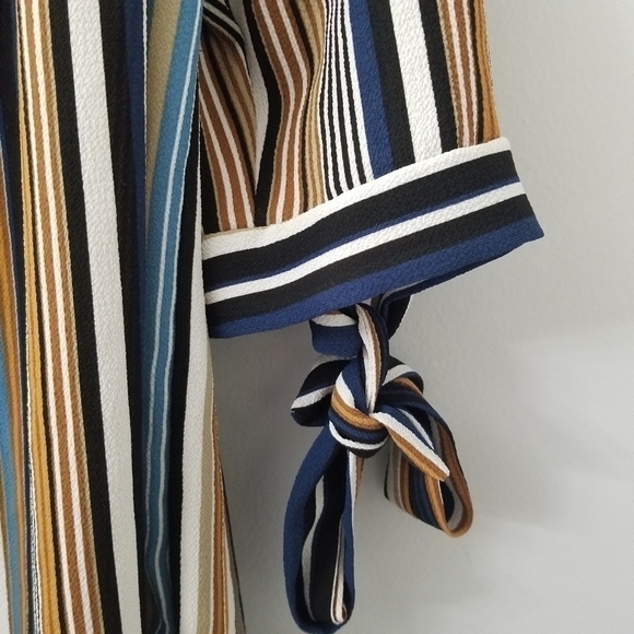 off Shoulder Bardot Shirt Tie up 3/4 Sleeves Summer Beach Dress Size S - Picture 5 of 7